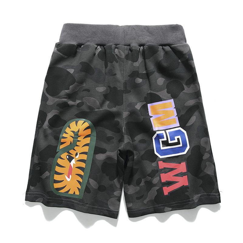 Bathing Ape Shorts Trendy Brand Camouflage Teeth Printed Men's Cotton Shorts