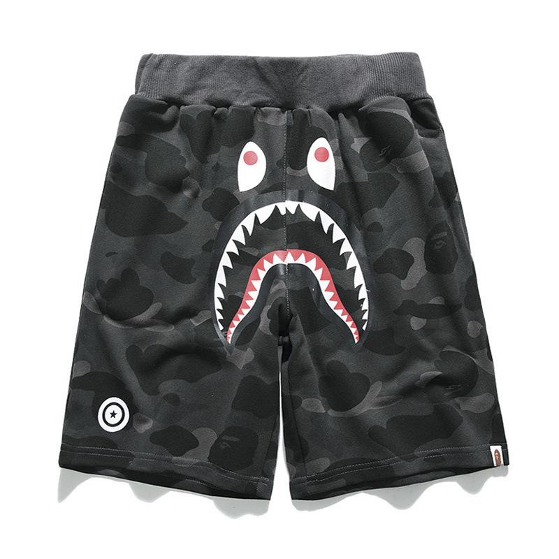 Bathing Ape Shorts Trendy Brand Camouflage Teeth Printed Men's Cotton Shorts