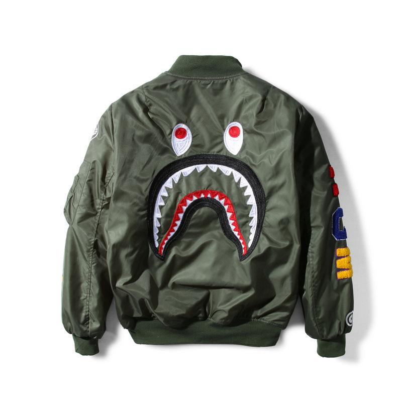 Bathing Ape Coat Winter Thickened Youth Casual Black Stand-up Collar Zipper Loose Double-Sided Cotton-Padded Jacket
