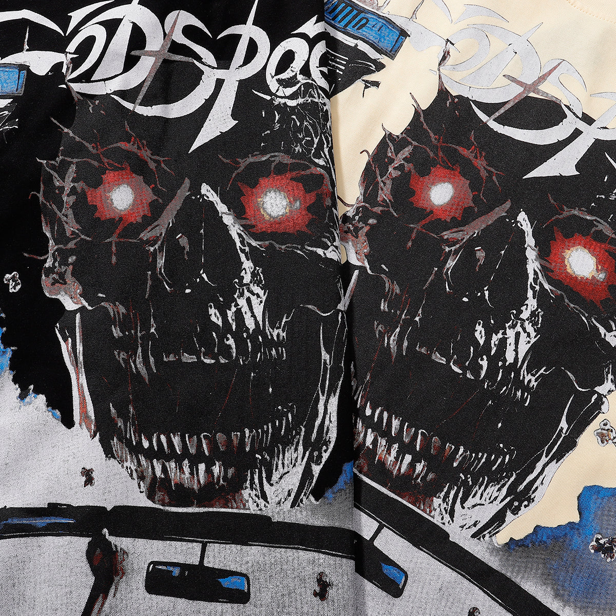 Godspeed T-shirts Driving Movie Skull Printing Cotton Casual Short Sleeves Men and Women