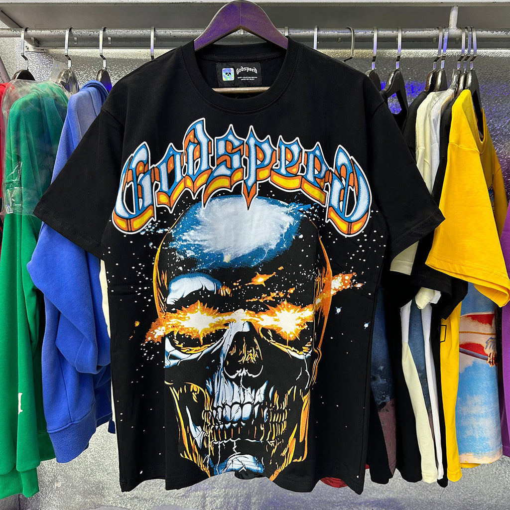 Godspeed T-shirts Star Shock Skull Print Cotton Casual Short Sleeve Men and Women