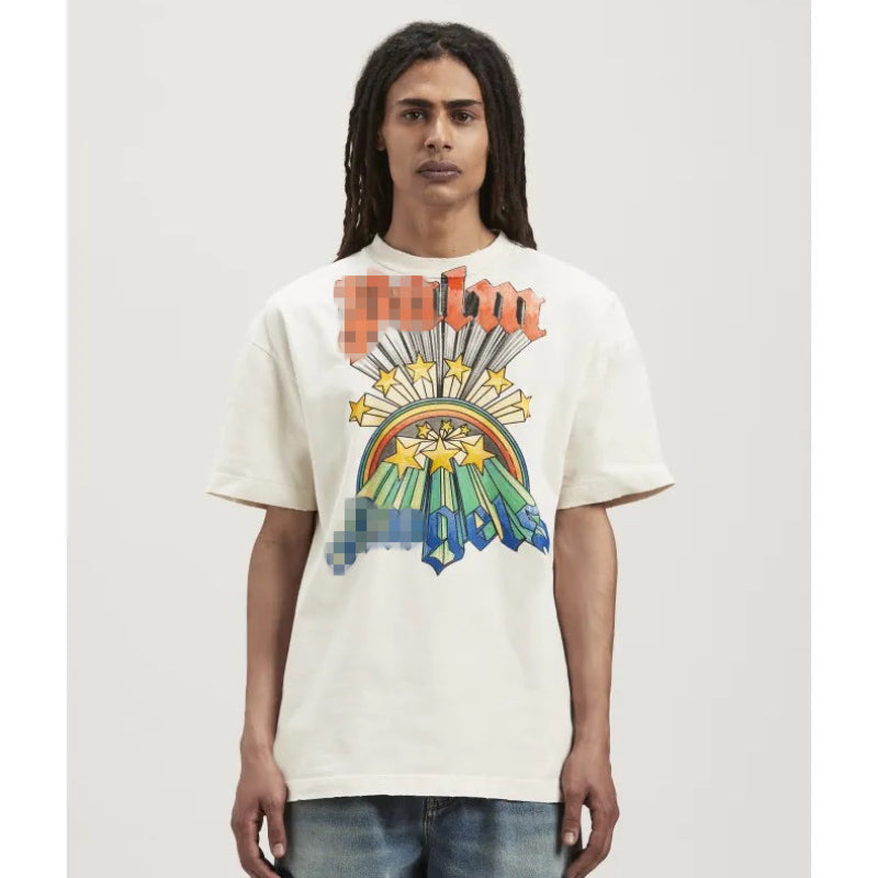 Palm Angels T-shirt Rainbow Star Letter Print Short Sleeve T-shirt