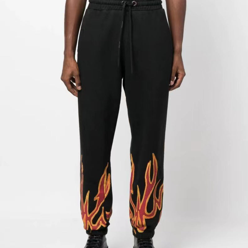 Palm Angle Pants Palm Angels Flame Letter Logo Casual Trousers for Men and Women