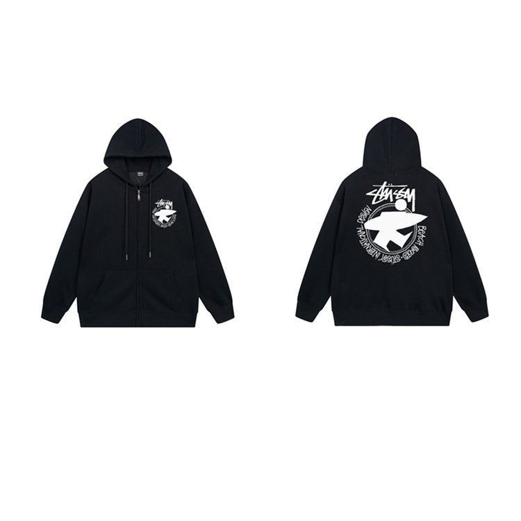 Stussy Hoodie Zip-Up Cardigan Fleece Hooded Sweater