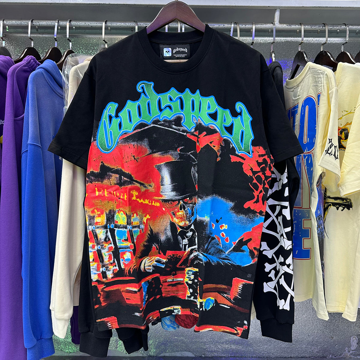Godspeed T-shirts Play Card Magician Printing Cotton Casual Crew Neck Short Sleeve Men and Women