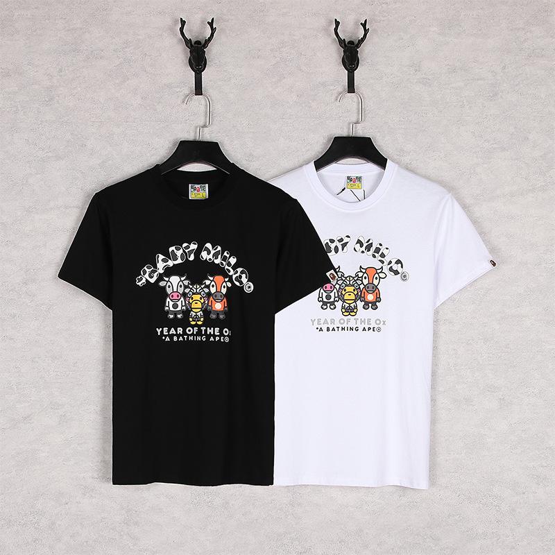 Bathing Ape T-Shirt Summer Plus Size Loose Cartoon Anime Print Short Sleeve T-shirt
