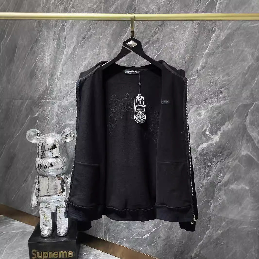 Chrome Heart Hoodie Crow CH Autumn and Winter Cross Embroidered Sweater Casual Loose
