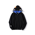 Bathing Ape Jacket Autumn and Winter Solid Color Blue Pink Double Hood Sweater Men and Women Zipper Fleece Padded Coat