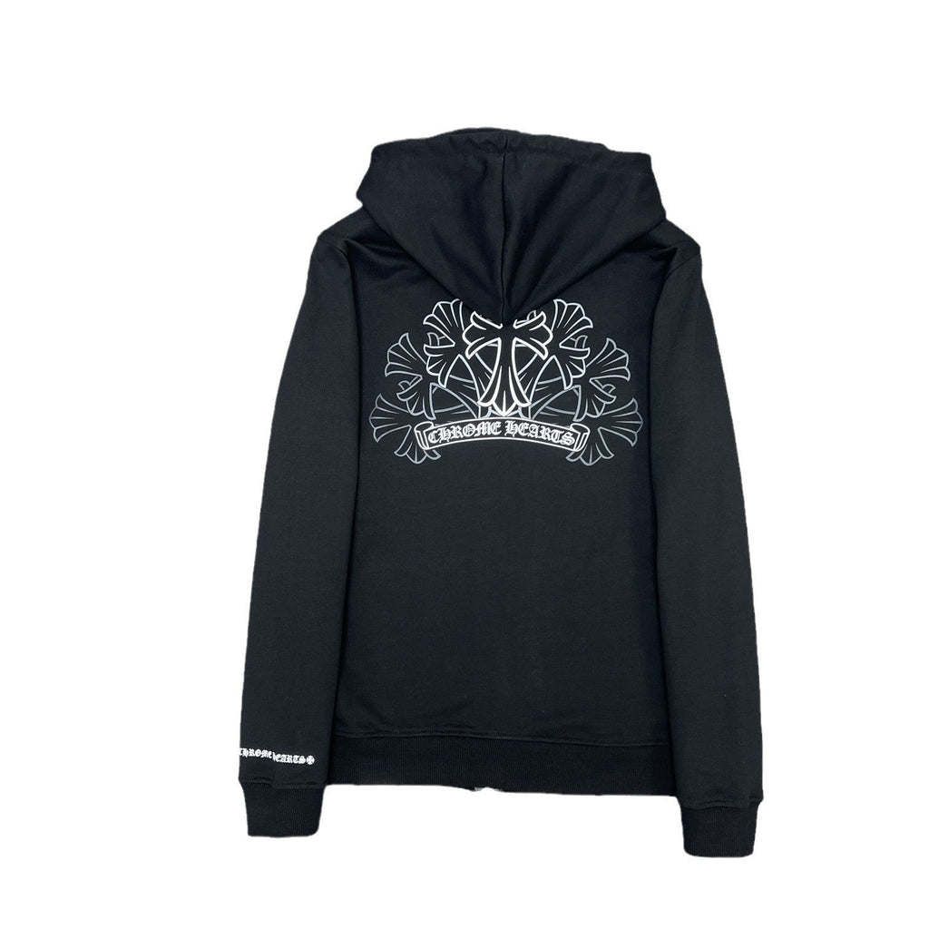 Chrome Heart Hoodie Overlap Phantom Cross Zip Sweater Couple