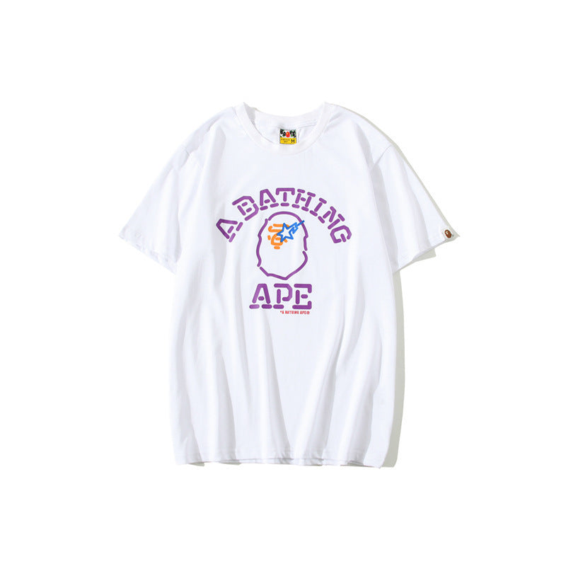 Bathing Ape T-Shirt Purple Ape Head XINGX Lightning T-shirt Male and Female Couples Wear