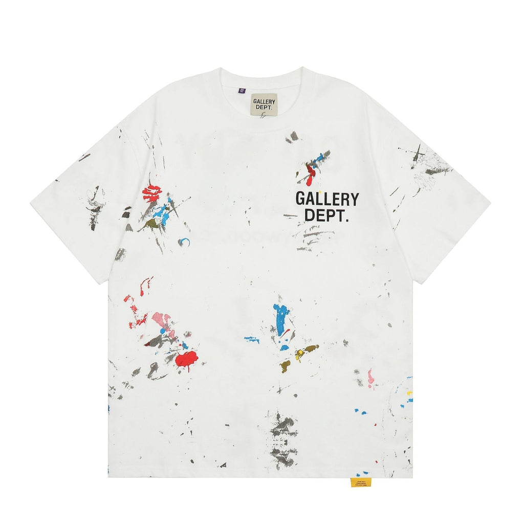 Gallery Dept T-Shirt Color Hand Painted Splash Ink Letter Print Short Sleeve T-Shirt