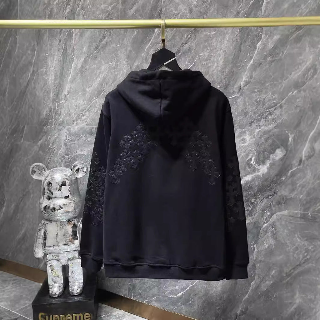 Chrome Heart Hoodie Crow CH Autumn and Winter Cross Embroidered Sweater Casual Loose