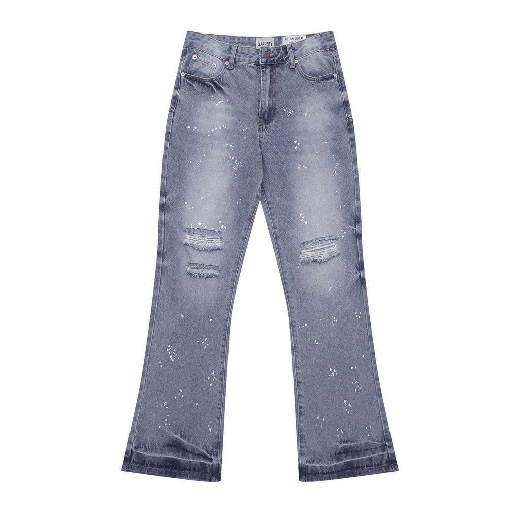 Gallery Dept Jeans with Artistic Ink Splatter and Distressed Flares