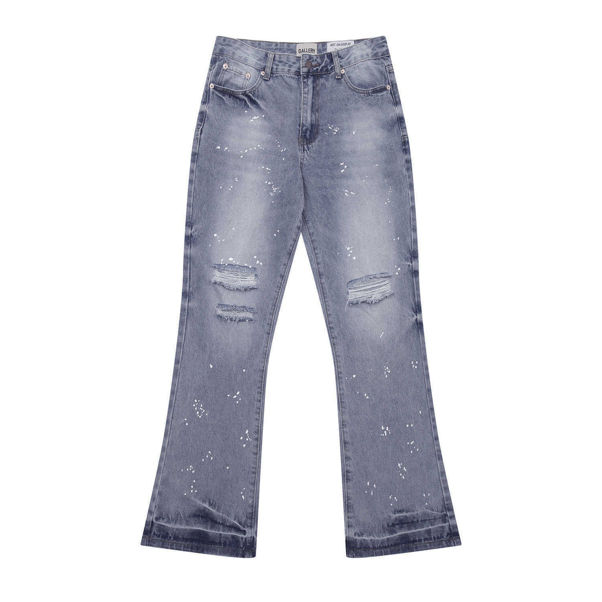 Gallery Dept Jeans with Artistic Ink Splatter and Distressed Flares