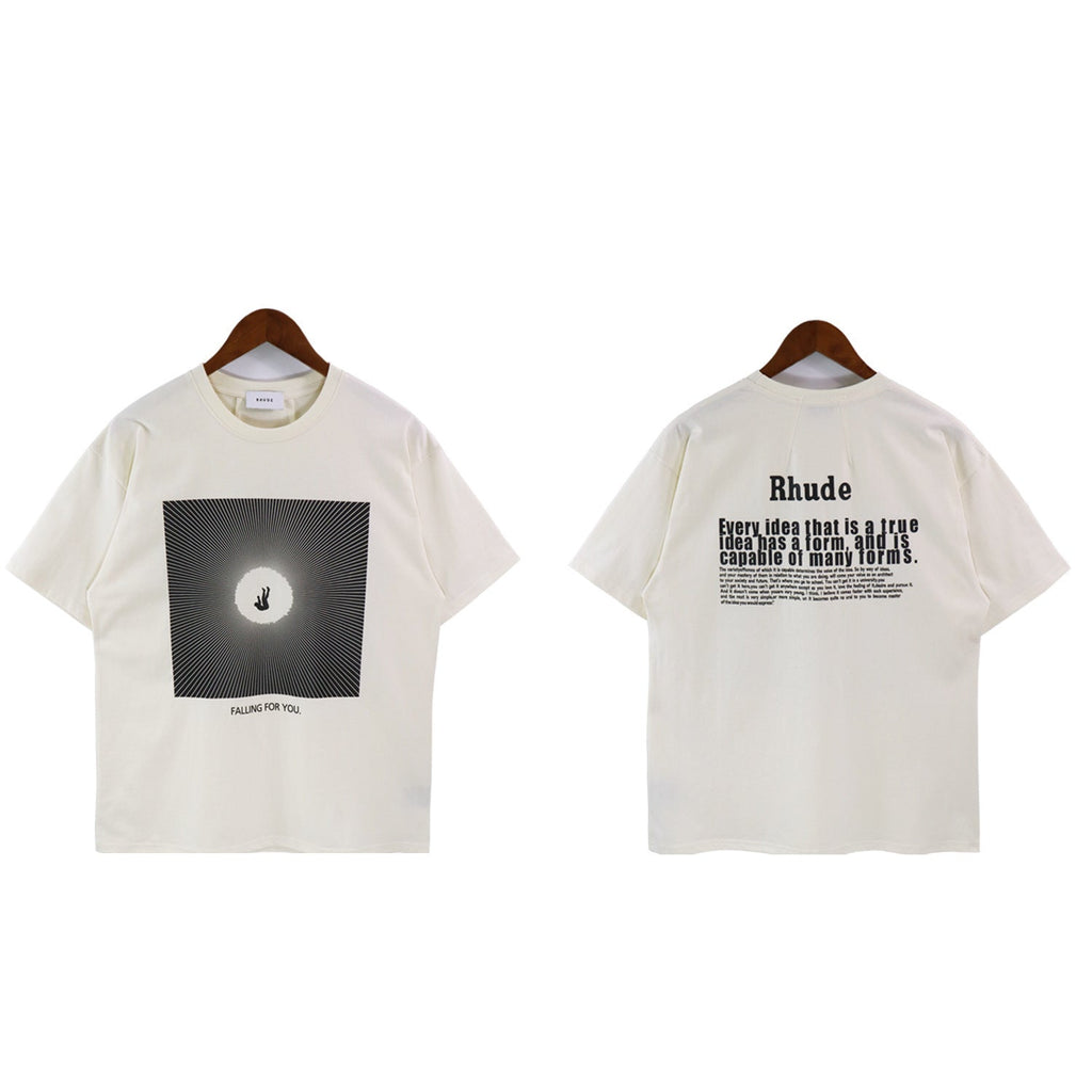 Rhude T-shirt Alphabet Slogan Printed Short Sleeve T-shirt