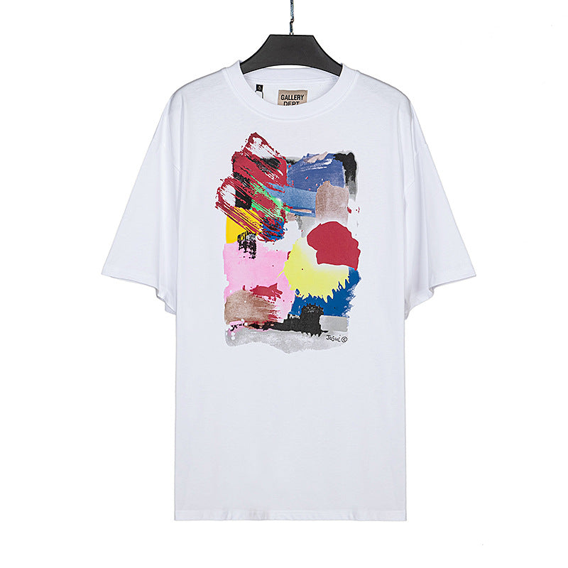Gallery Dept T-shitrs round Neck Short Sleeve Color Graffiti Loose