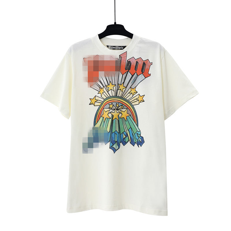 Palm Angels T-shirt Rainbow Star Letter Print Short Sleeve T-shirt