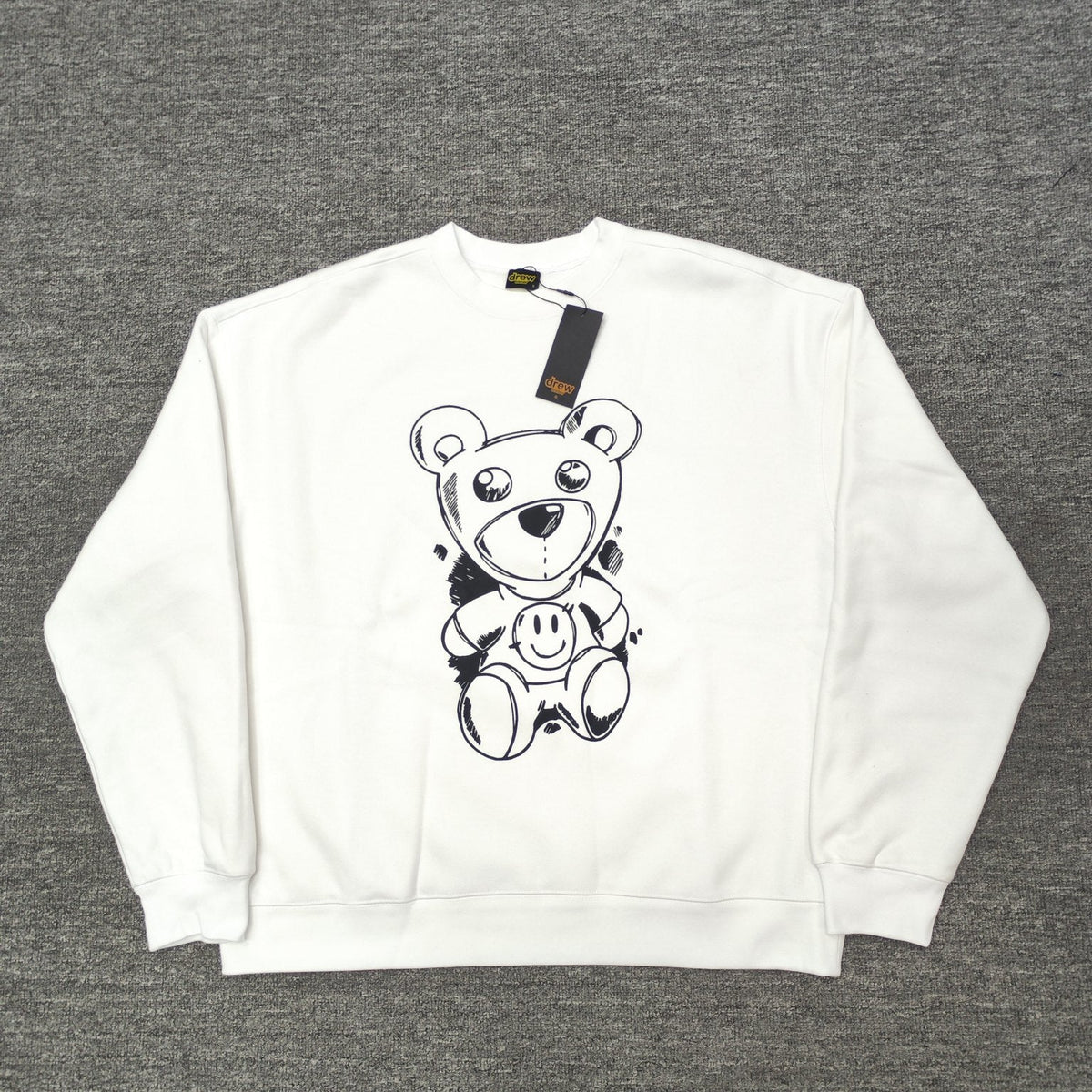 Drew House Sweatshirts Unisex Cartoon Bear Pattern Crew Neck Sweatshirts