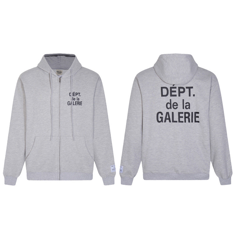 Gallery Dept Hoodie Alphabet Slogan Cardigan Hooded Sweater