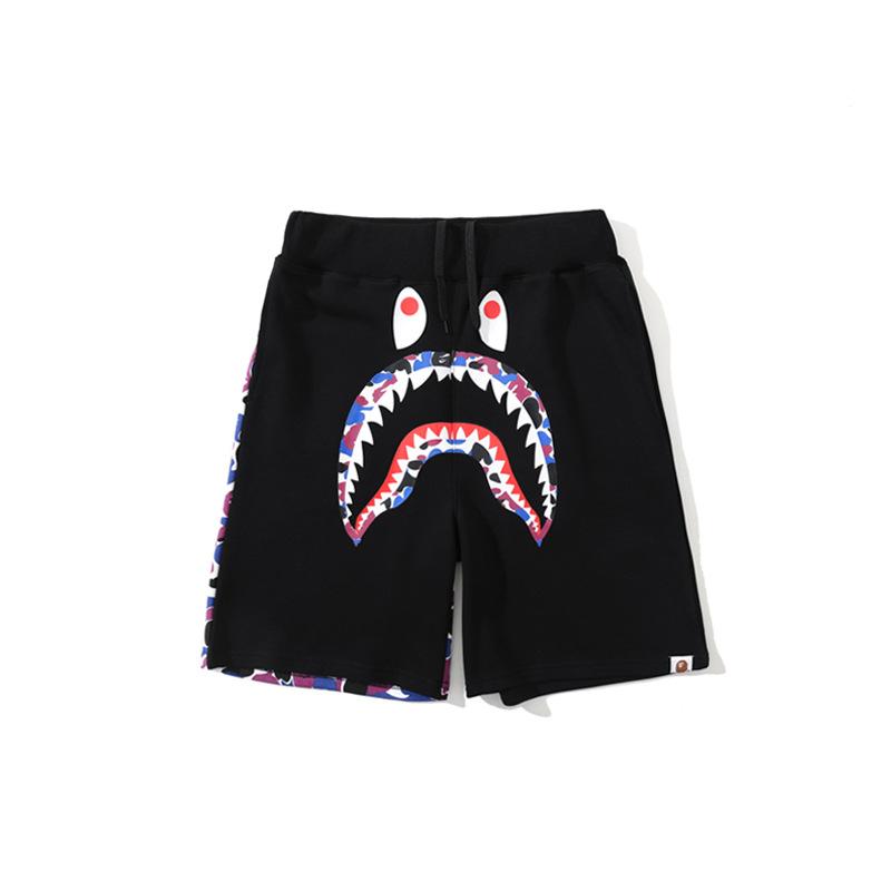 Bathing Ape Shorts Shark Head Black Shorts Men's and Women's Fashion Tether Shorts