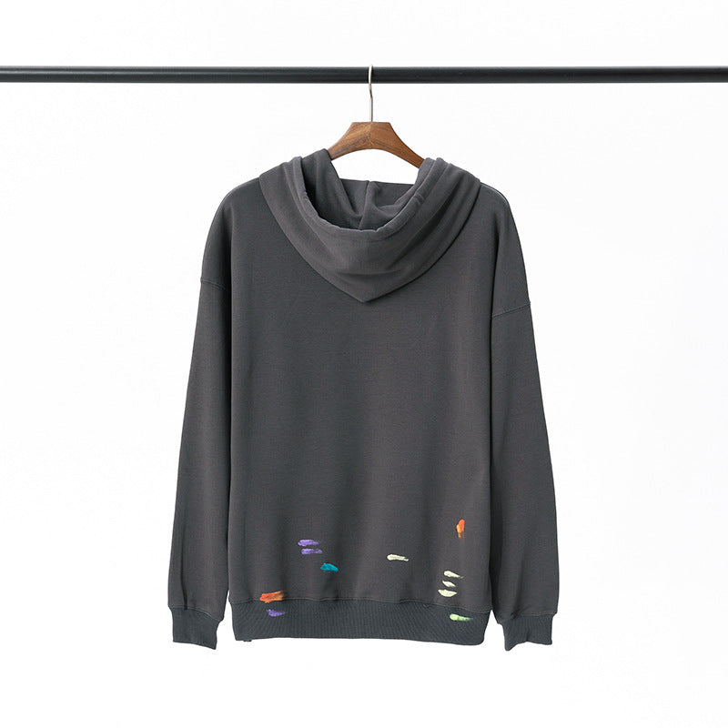 Gallery Dept Hoodie Luo Hand Painted Graffiti Letter Printing Pure Cotton
