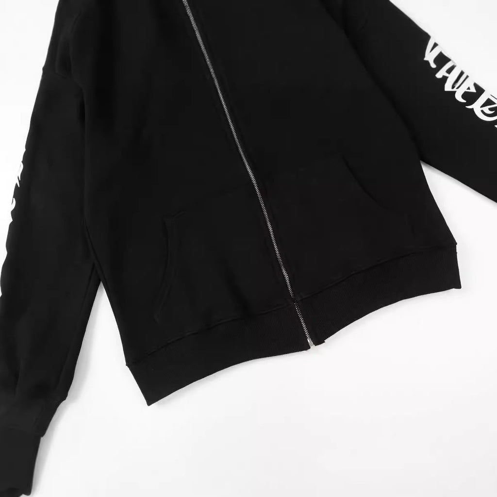 Chrome Heart Hoodie Crowe Cartoon Graffiti Zip Hoodie Jacket Hooded Sweater
