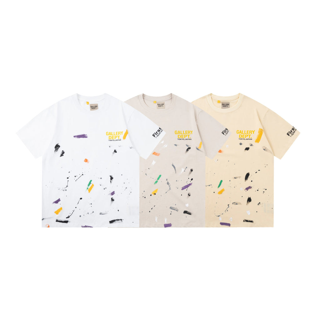 Gallery Dept T-Shirt Hand Painted Color Graffiti Print Short Sleeve T-Shirt