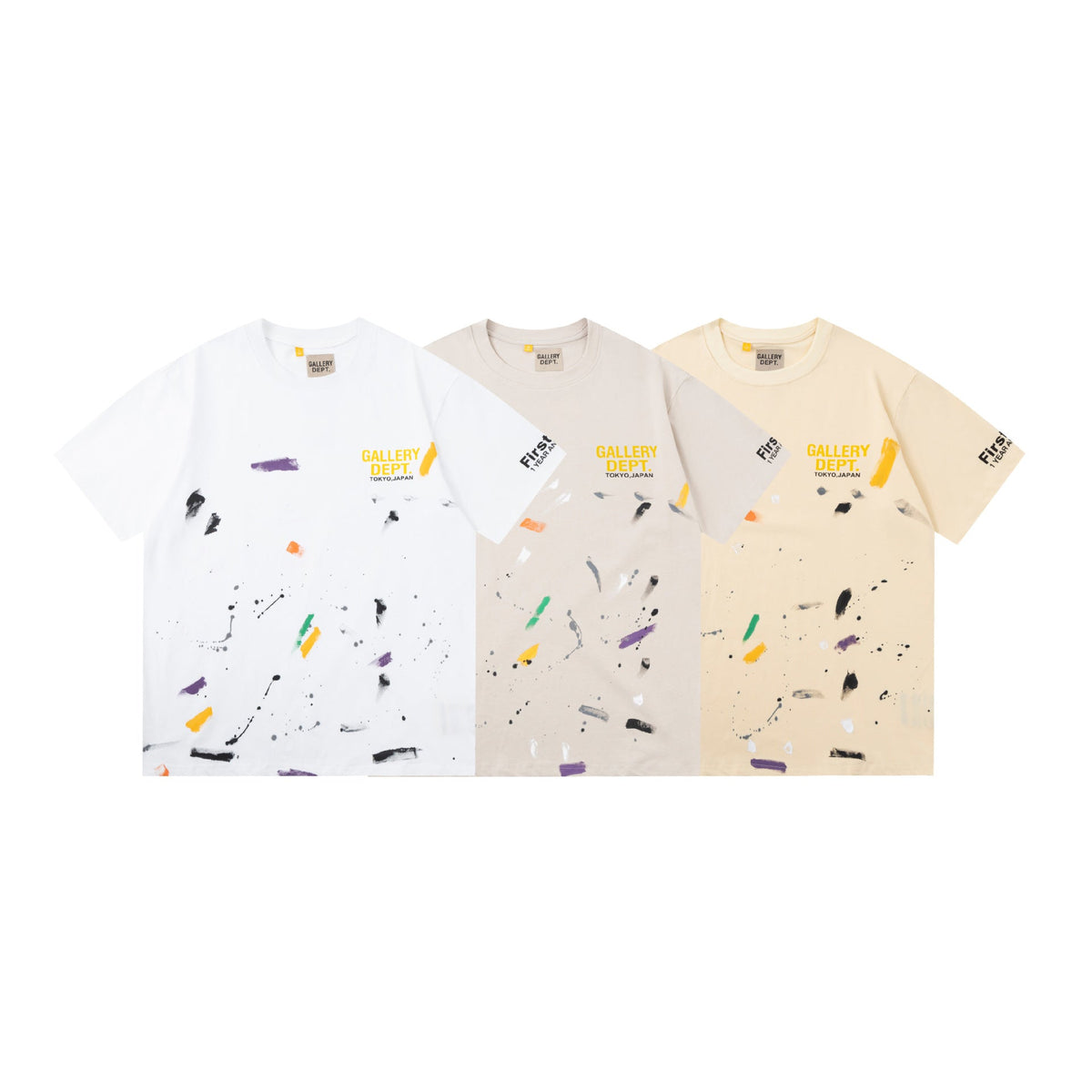 Gallery Dept T-Shirt Hand Painted Color Graffiti Print Short Sleeve T-Shirt