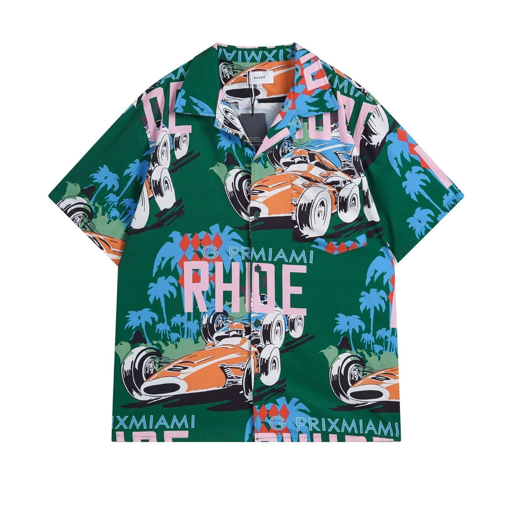 Rhude T-shirt Racing Letter Logo Casual Short Sleeve Shirt, Shorts