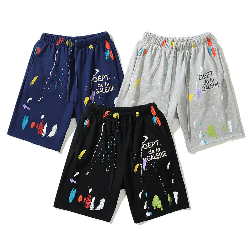 Gallery Dept Shorts Hand Painted Graffiti Ink Splashed Alphabet Casual Shorts
