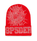 Sp5der Web Rhinestone Beanie Red
