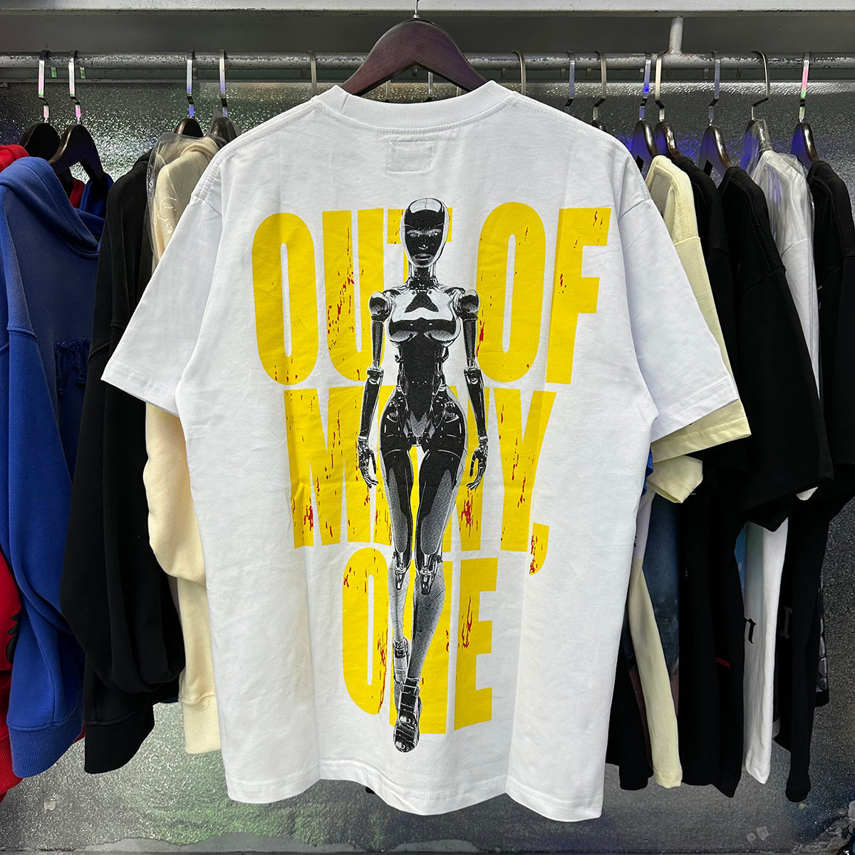 Godspeed T-shirts Technology Robot Printing Cotton Casual Short Sleeve Men and Women